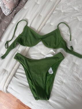 Women’s Olive Green Textured Underwire Bikini by abercrombie
